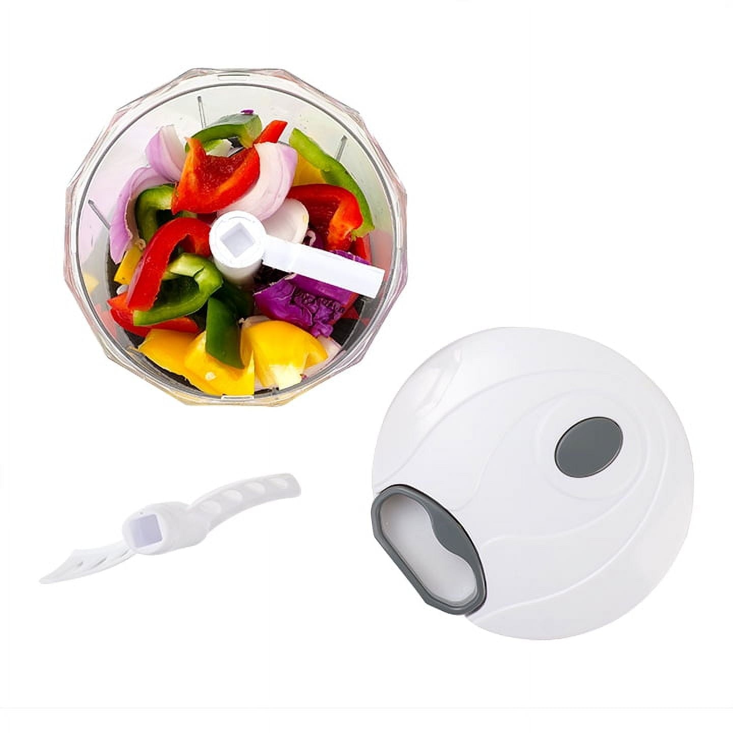 Mainstays 1qt Quick Pull Chopper, BPA free , SS Blades, Food Contact Safe Material , White & Grey, Weight 320g - Image 3