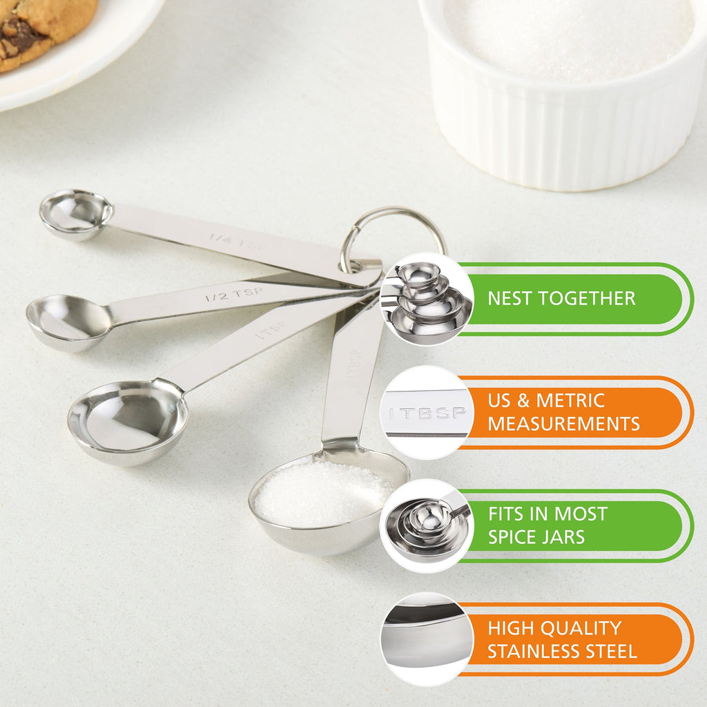 Mainstays Kitchen Stainless Steel 4-Piece Nesting Measuring Spoons Set, Stainless Steel Finish - Image 3