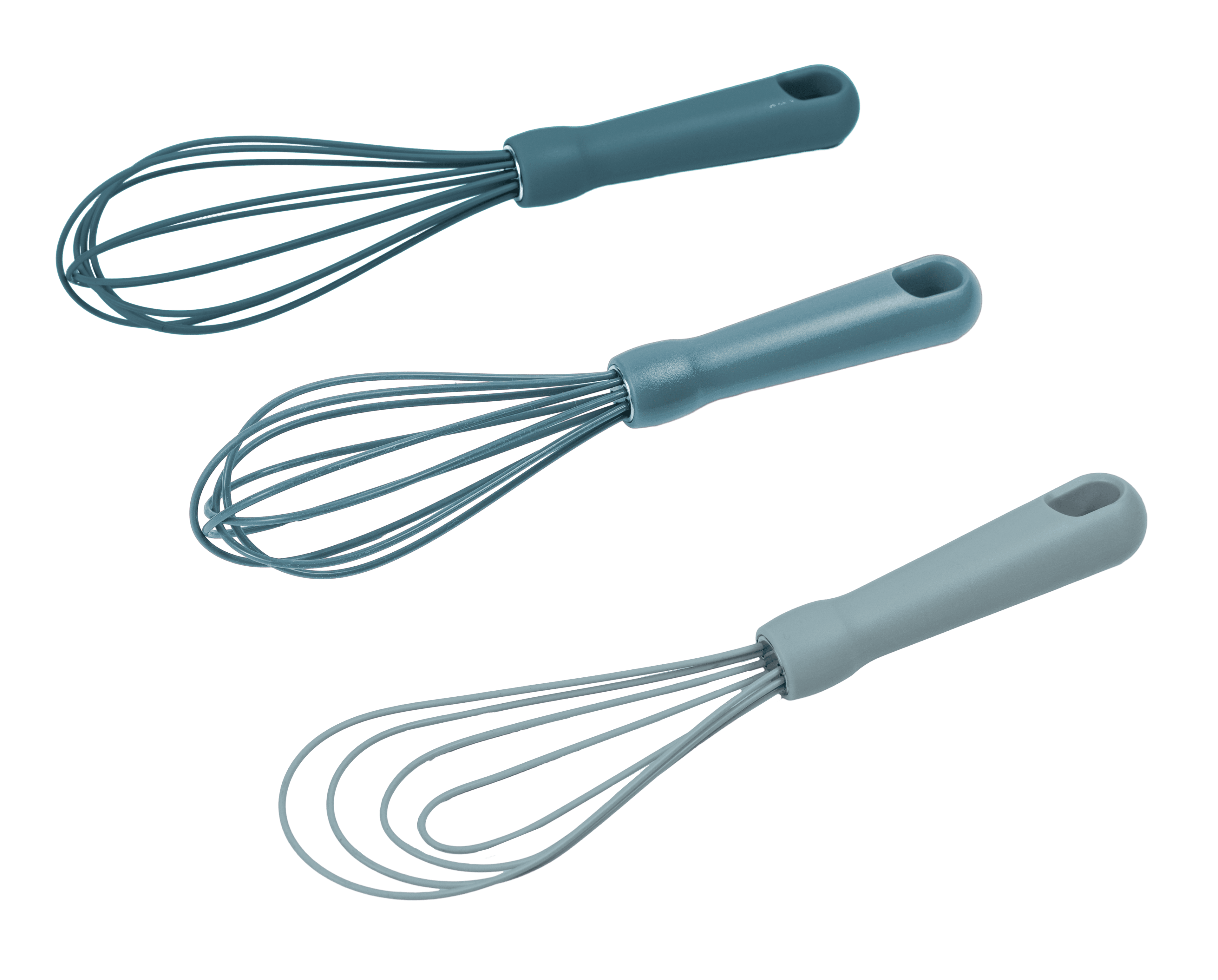 Mainstays 3-Piece Silicone Whisk Set, 10.5"/10.4"/9.6" L, Blue Color - Image 2