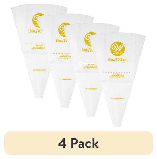 (4 pack) Wilton Reusable Featherweight Decorating Piping Bag, Plastic, 8-in.