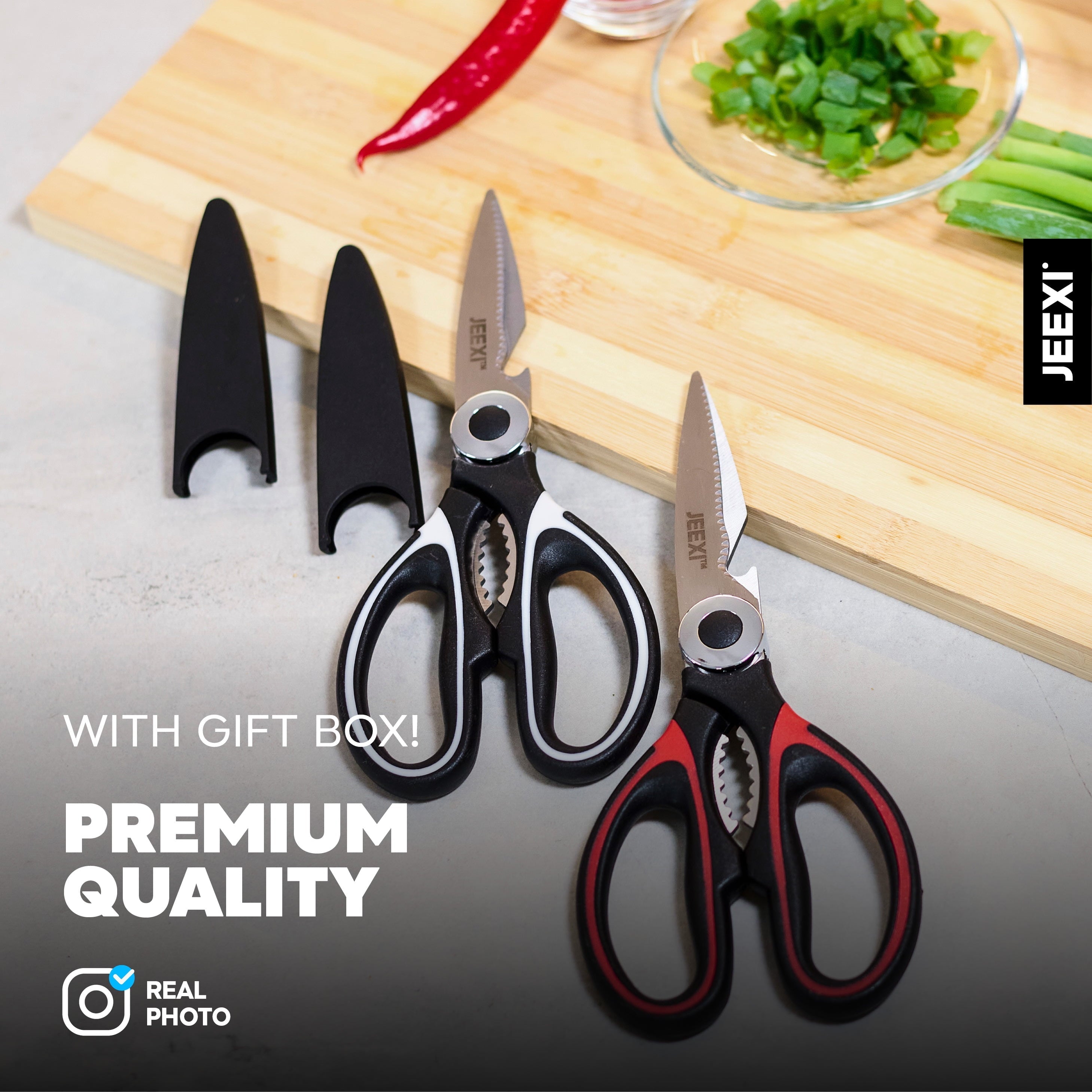 3 Pack Kitchen Scissors, Ultra-Sharp Premium Stainless Steel Heavy Duty Kitchen Shears & Multi Purpose Poultry Shears... - Image 3