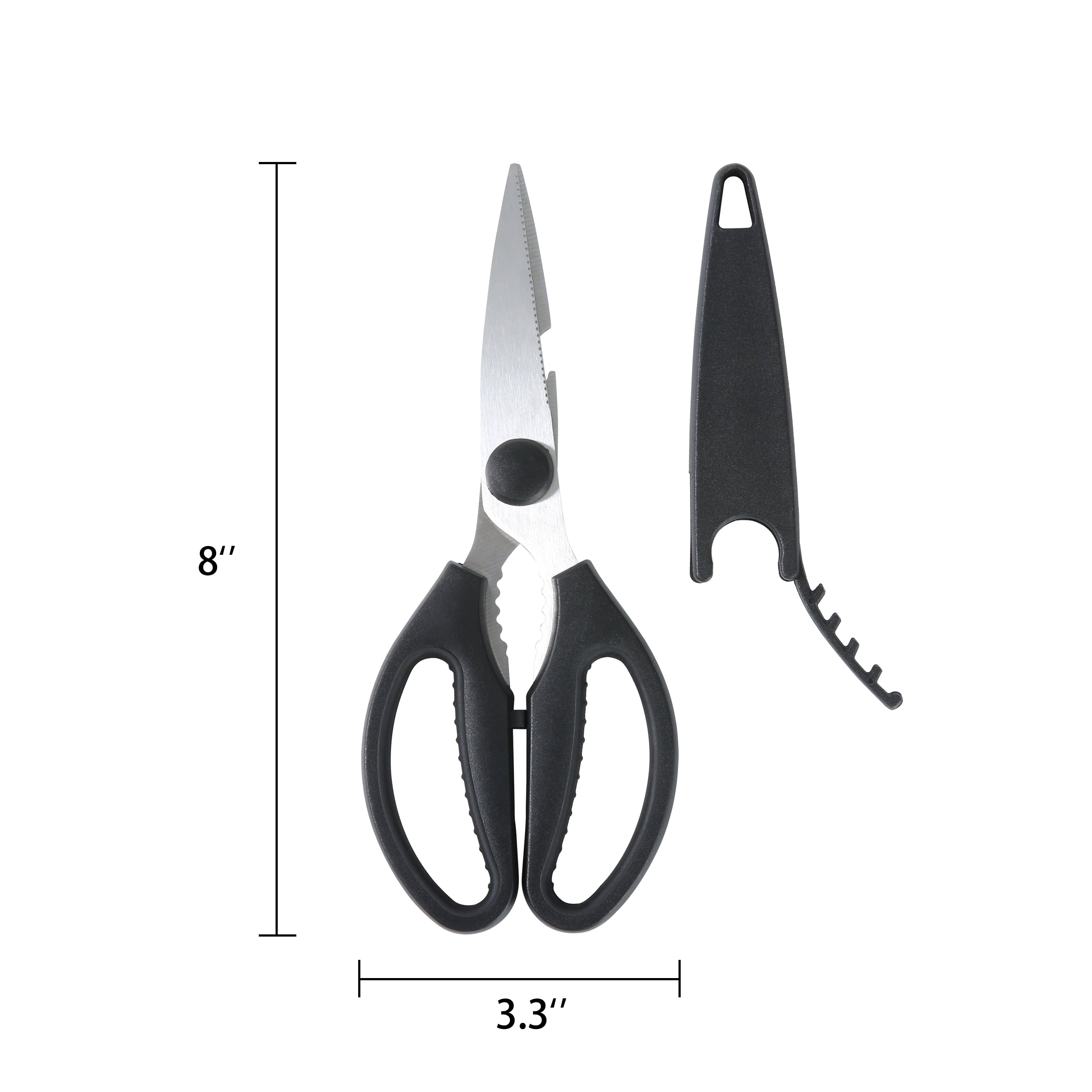 Mainstays Black Handle Stainless Steel Multi-Purpose Kitchen Shears with Black Grip 1 Each - Image 6
