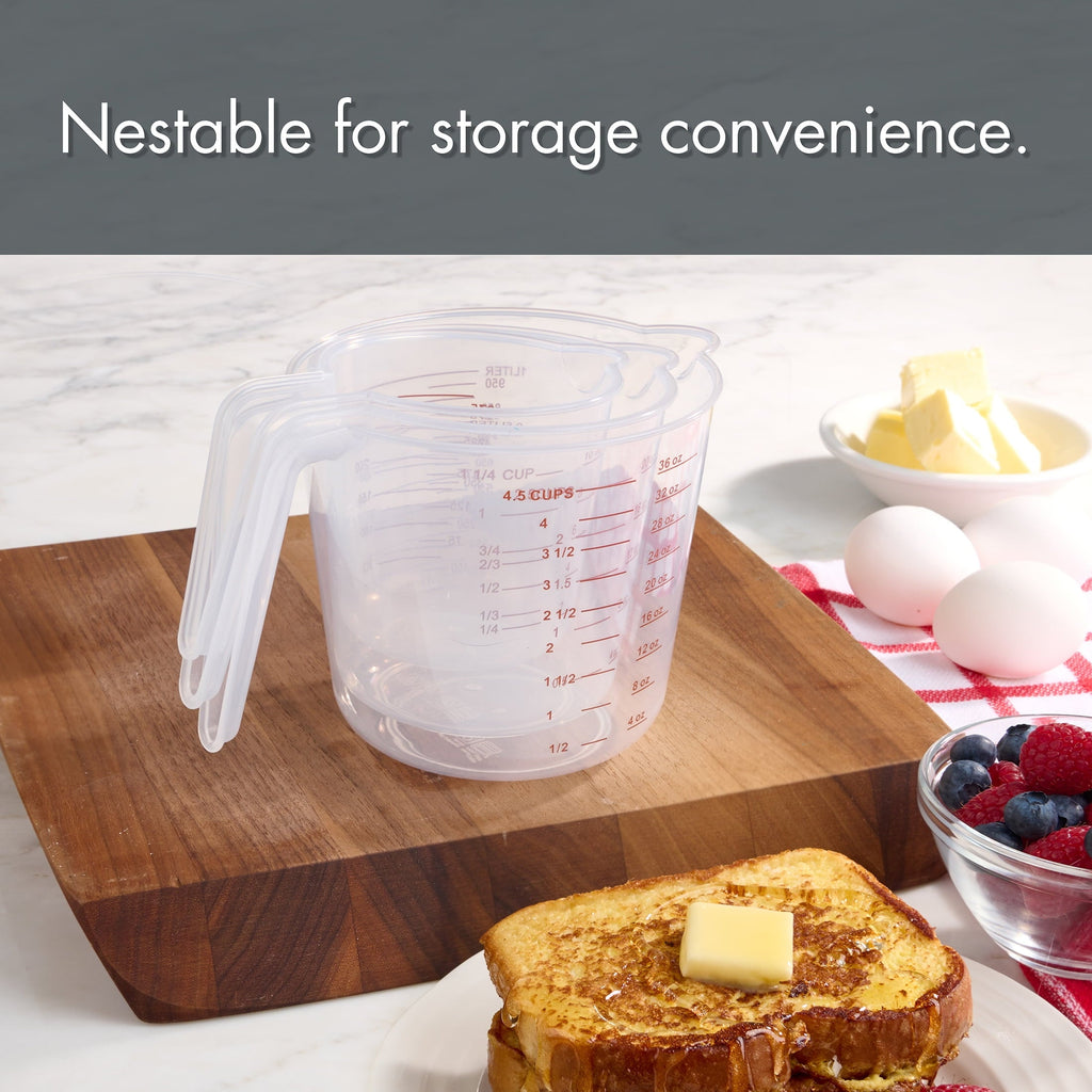Mainstays 3-Piece Tapered Spout Nesting Plastic Measuring Cups Set, Clear - Image 6