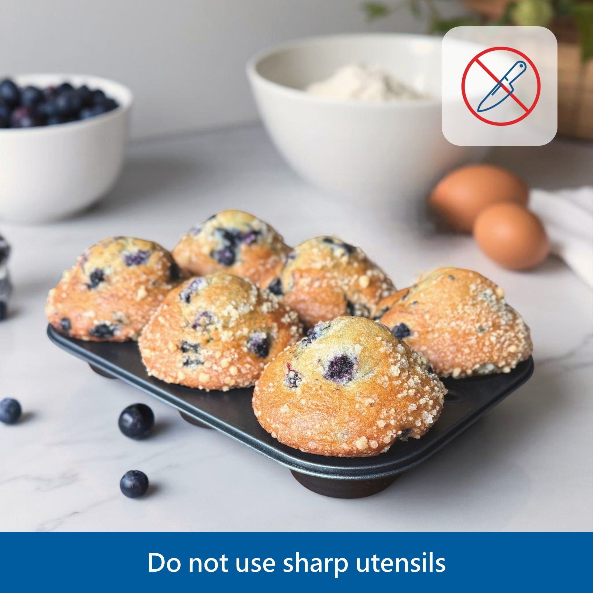 Mainstays 6-Cup Nonstick Steel Muffin Pan, 2.9" Cup, Gray, 1 Count - Image 6