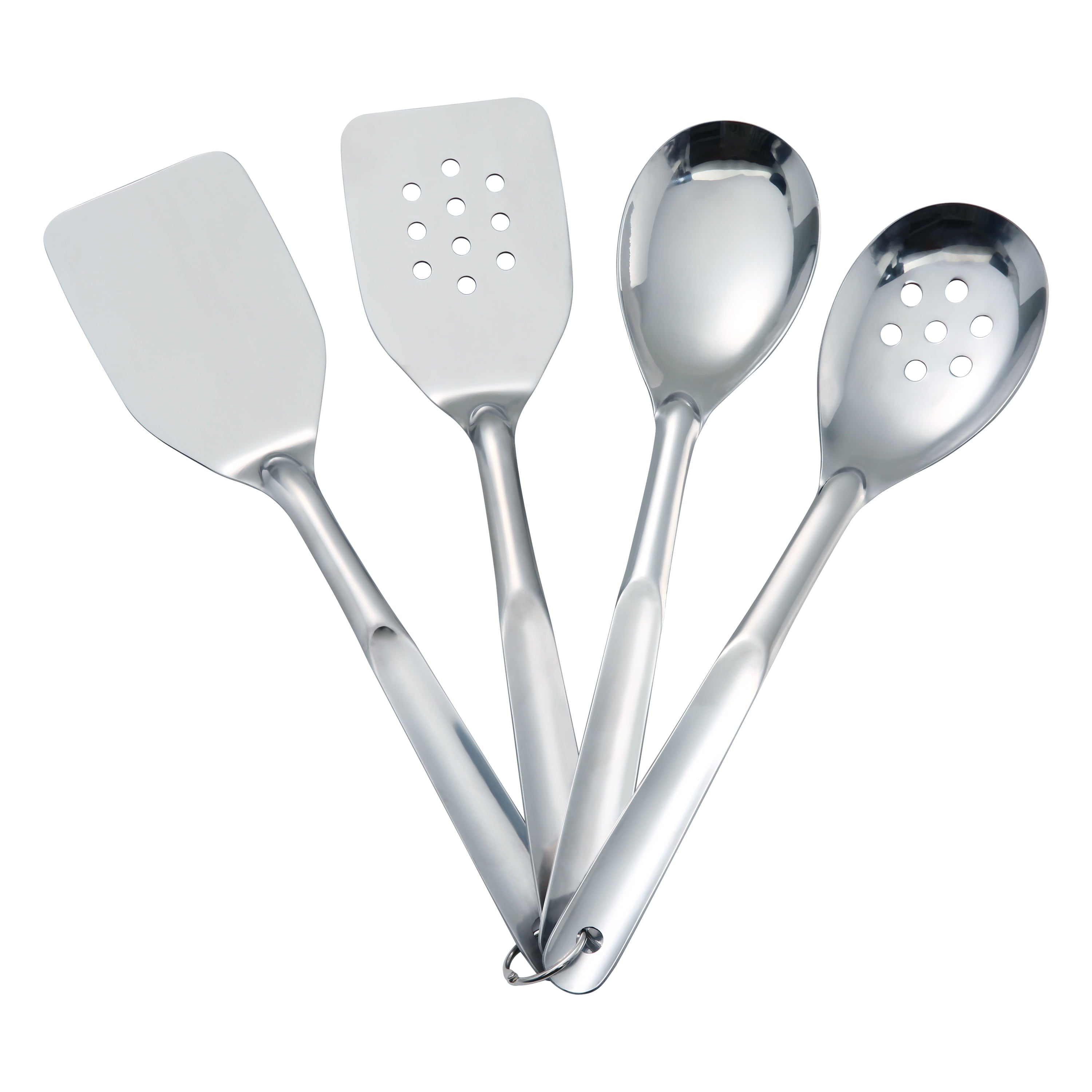 Mainstays Stainless Steel 4-Piece Utensil Set: Includes Spatula, Slotted Spatula, Spoon, and Slotted Spoon - Image 4