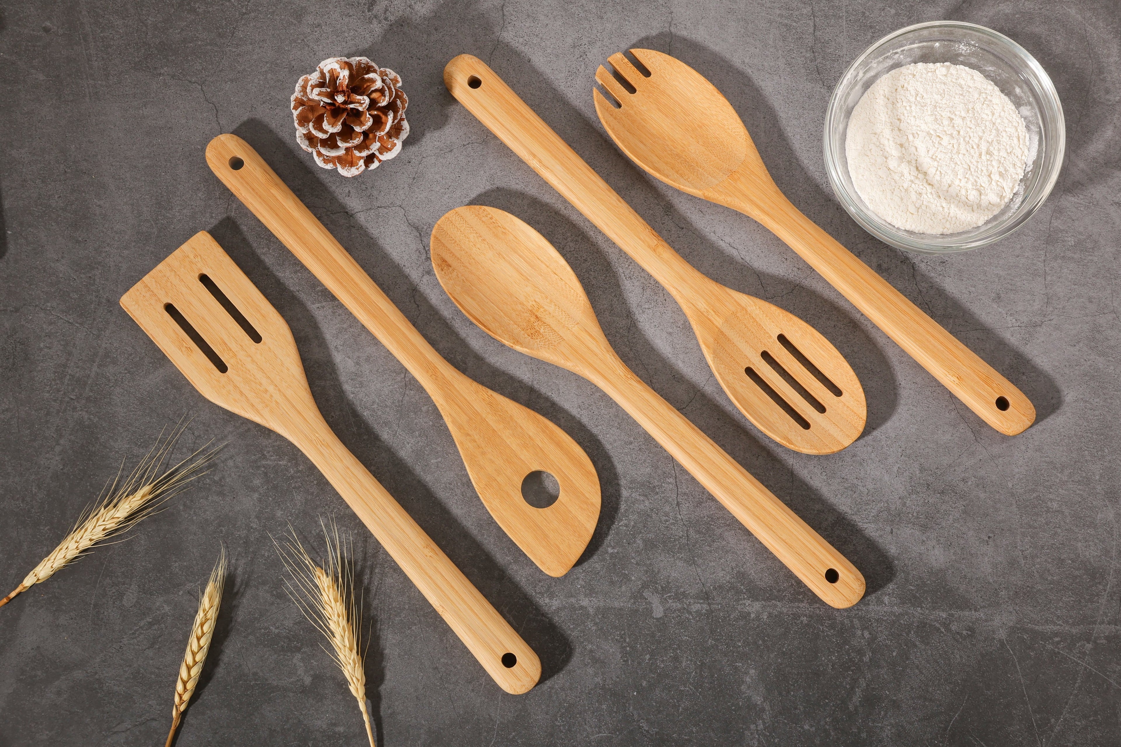 Mainstays 5pk Bamboo Spoons for Cooking, Kitchen Essential Tools Set - Image 6
