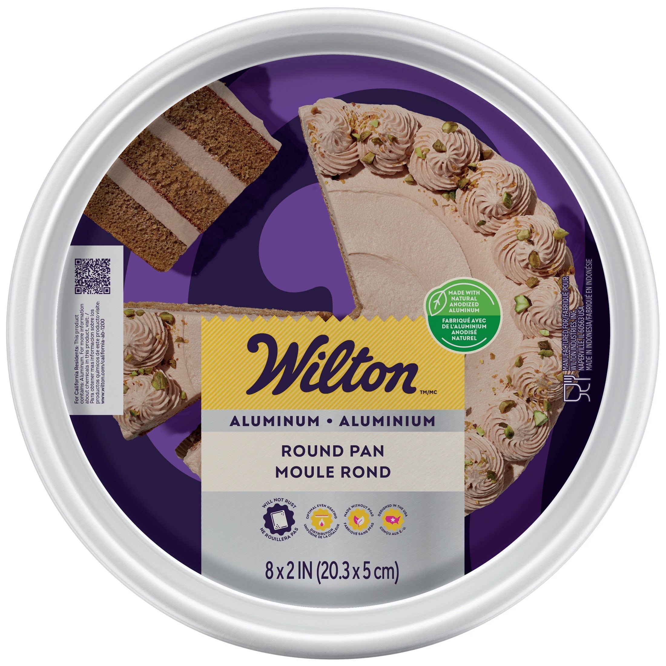 Wilton Aluminum 8" Round Cake Pan 2" Depth Layer Cake Baking Pan, Packaging May Vary