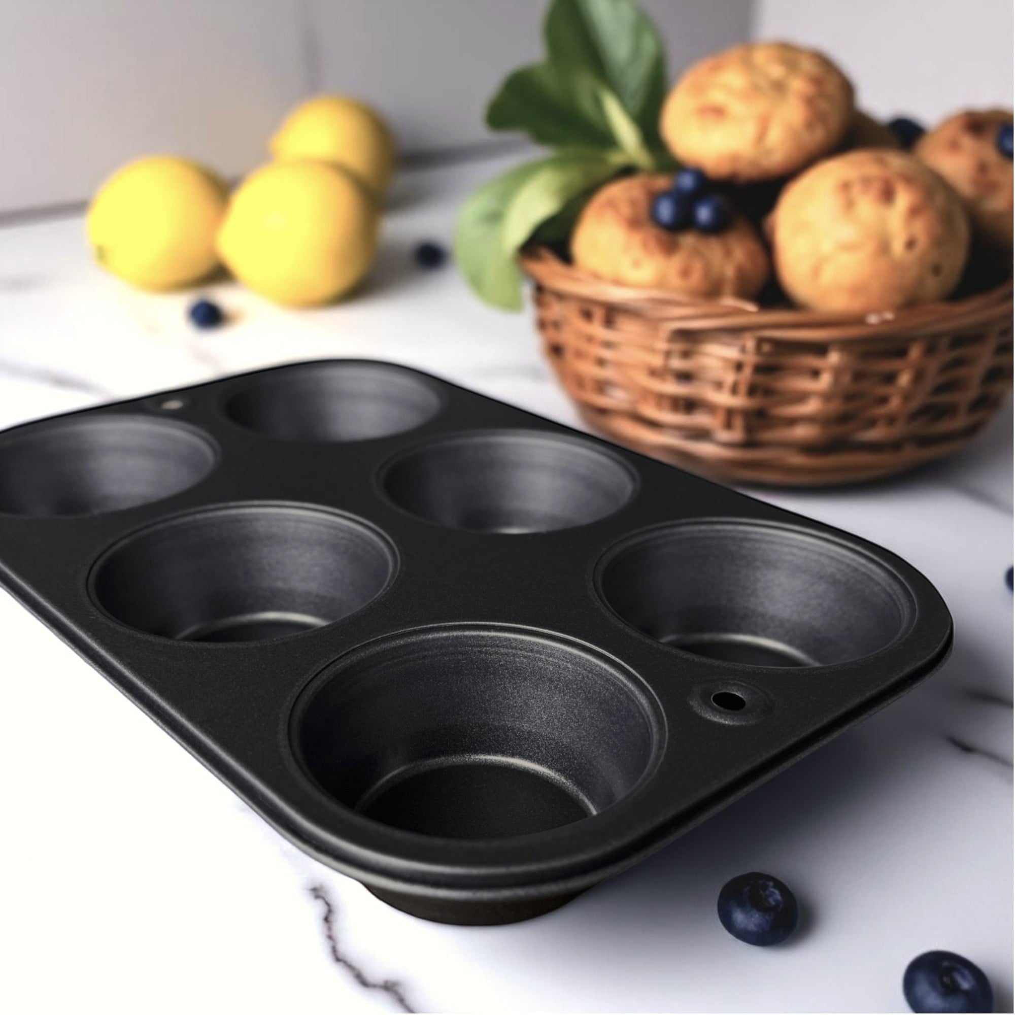 Mainstays 6-Cup Nonstick Steel Muffin Pan, 2.9" Cup, Gray, 1 Count - Image 5
